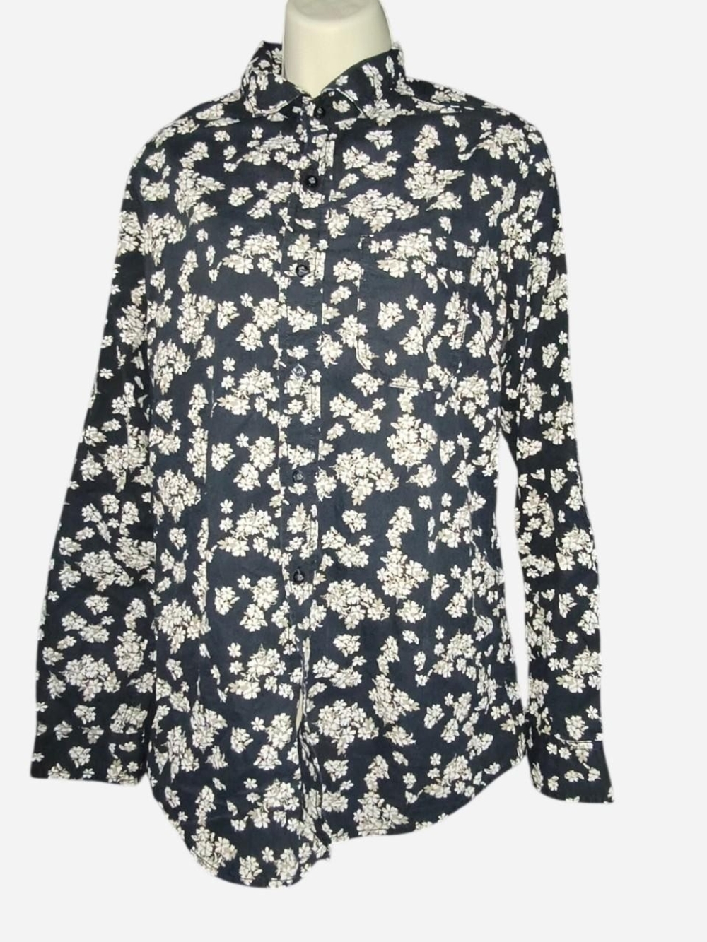 Red Camel Navy and White Floral Button-Down Shirt